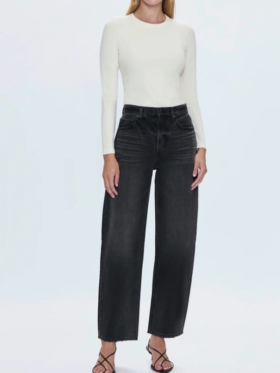 pistola Denim - PISTOLA Wes High Rise Barrel Jeans in Caviar Faded Black size 26